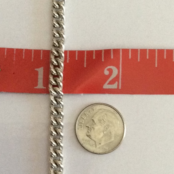 Sterling Silver Curb Chain Bracelet Italy - Picture 4 of 5